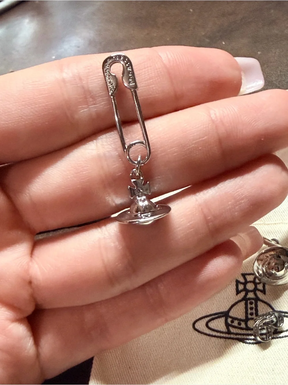 Vivienne Westwood Silver Orb Drop Pin Earrings
